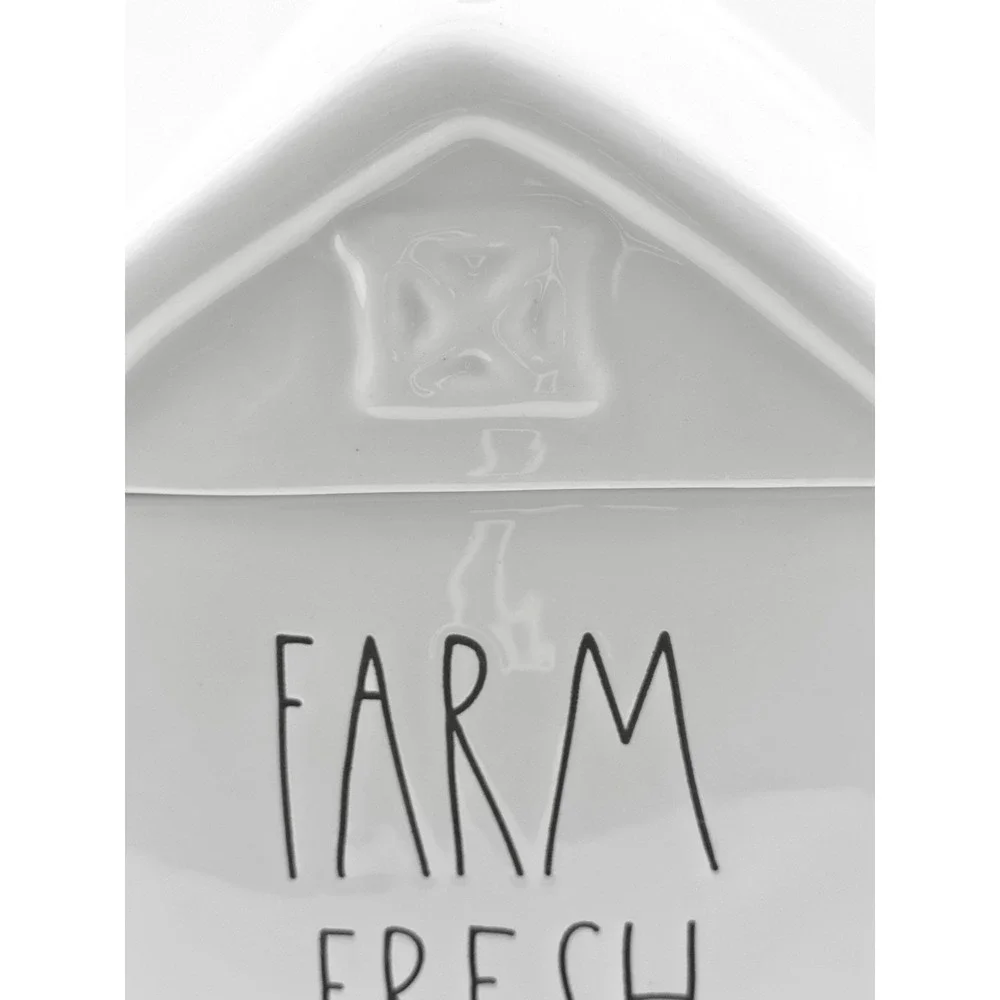 Rae Dunn FARM FRESH White Glossy  Ceramic Cookie Jar Farm House Barn NEW 2023